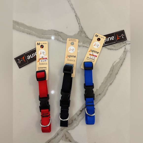 Other - Lupine Basics Dog Collars - Red, Black, Blue
